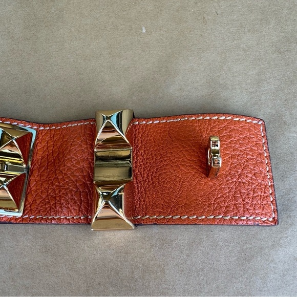 Hermes Collier De Chien Leather Gold Orange Bracelet Small - Picture 8 of 11